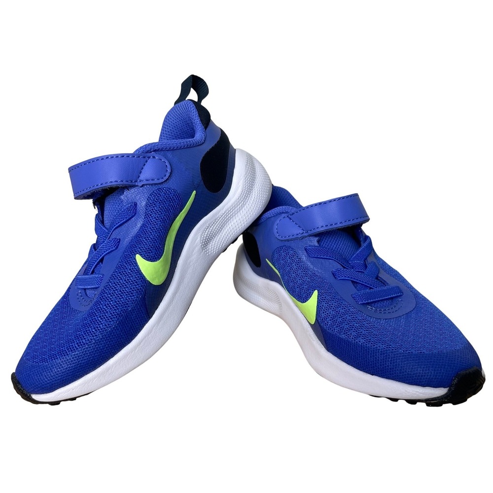 00459 - Kids Nike Revolution Ultramarine/Lime Sneakers Toddler Size 9C